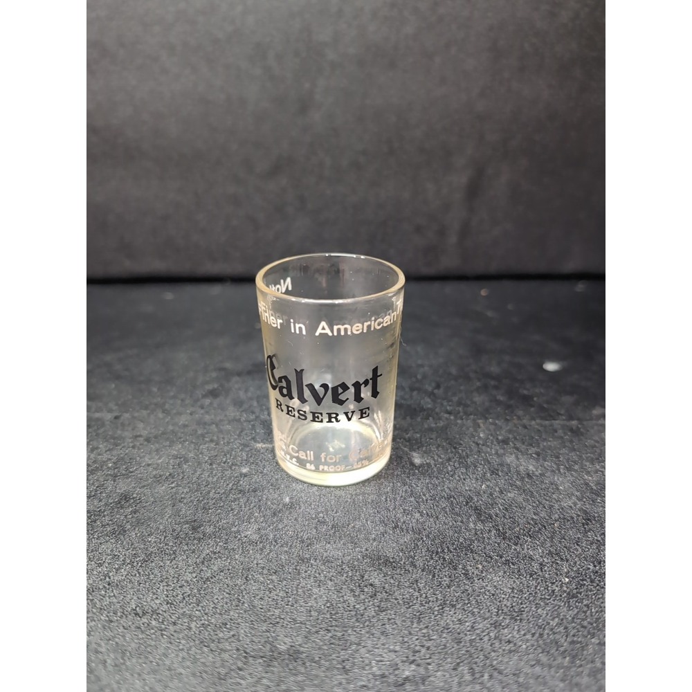 Calvert Reserve Logo Shot Glass, Vintage Barware, Nothing Finer Glassware‎